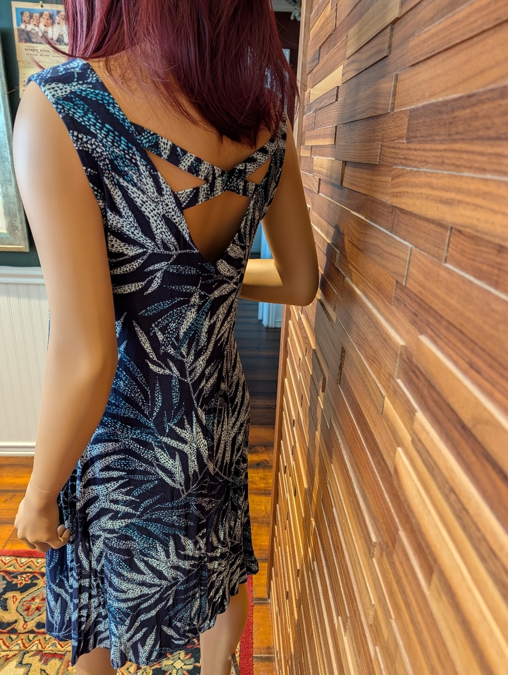 Style & Co. Black Dress with Teal and Light Green Print - Picture 2 of 10